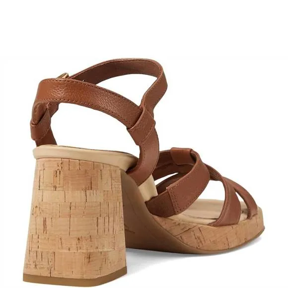 NEW PAUL GREEN women's tina heeled sandal in cognac