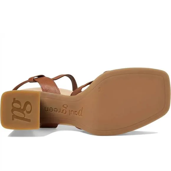 NEW PAUL GREEN women's tina heeled sandal in cognac
