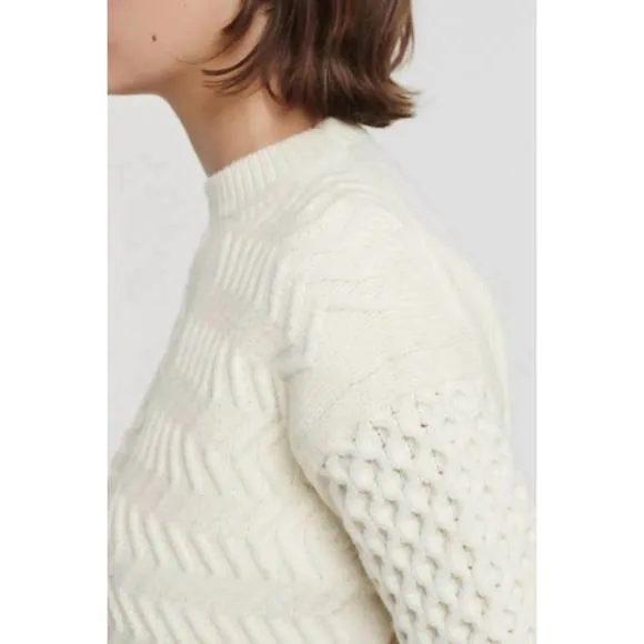 NEW POMANDÈRE crewneck with patchwork pattern in butter