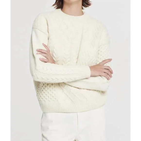 NEW POMANDÈRE crewneck with patchwork pattern in butter