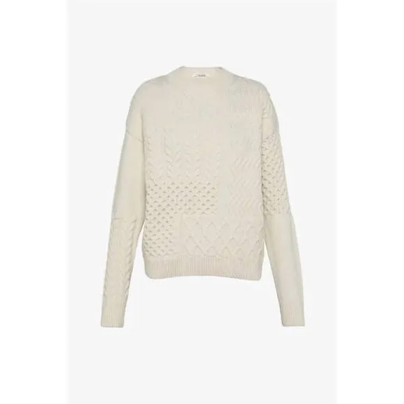 NEW POMANDÈRE crewneck with patchwork pattern in butter