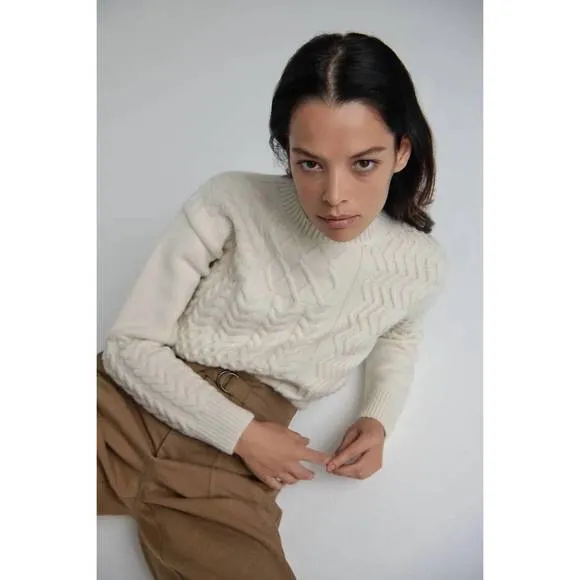NEW POMANDÈRE crewneck with patchwork pattern in butter