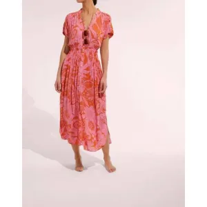 NEW POUPETTE ST BARTH becky long dress in pink gauguin
