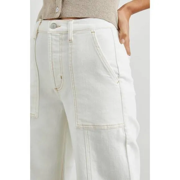 NEW RAILS getty crop utility wide leg jeans in vintage ecru