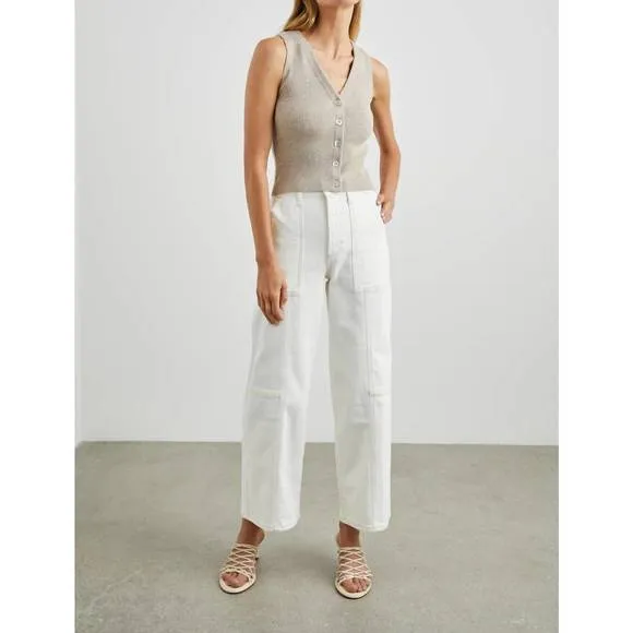 NEW RAILS getty crop utility wide leg jeans in vintage ecru