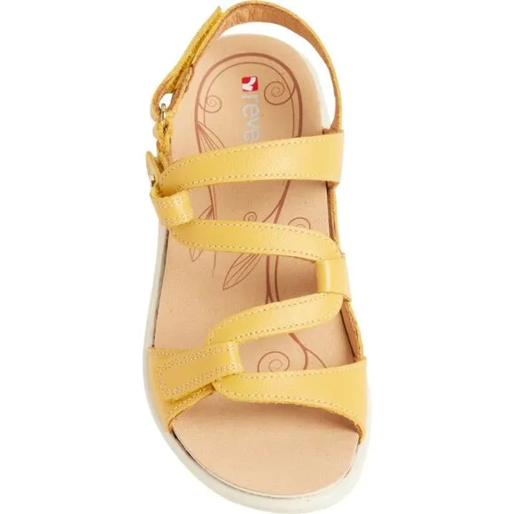 NEW REVERE Emerald Sandals - Leather, Wide For Women in mustard 253