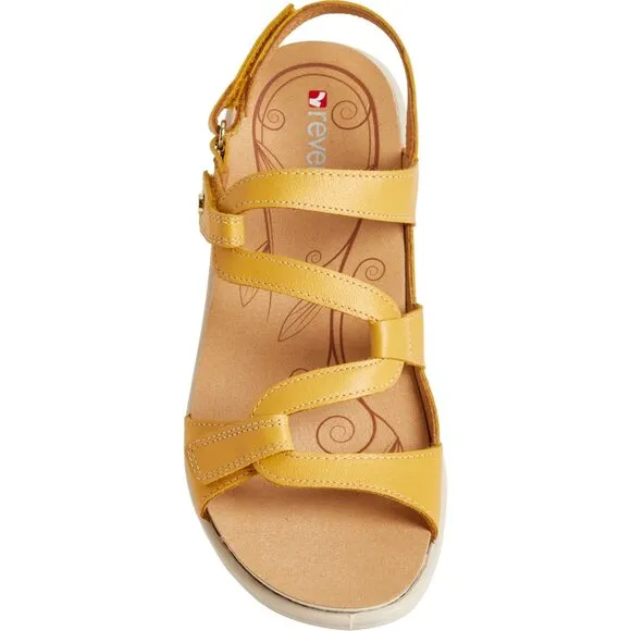 NEW REVERE Emerald Sandals - Leather, Wide For Women in mustard 253