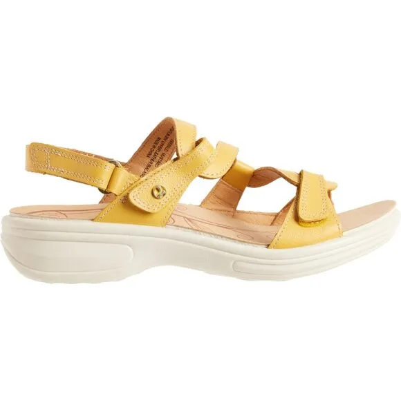 NEW REVERE Emerald Sandals - Leather, Wide For Women in mustard 253