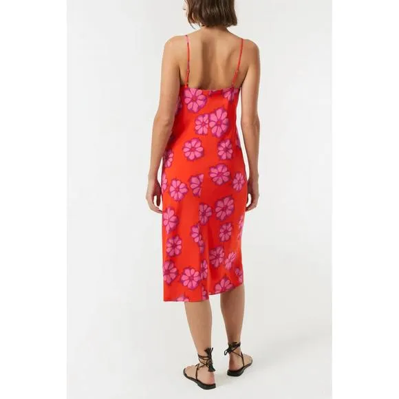 NEW RHODE kat dress in scarlet bombay bloom