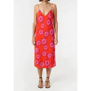 NEW RHODE kat dress in scarlet bombay bloom