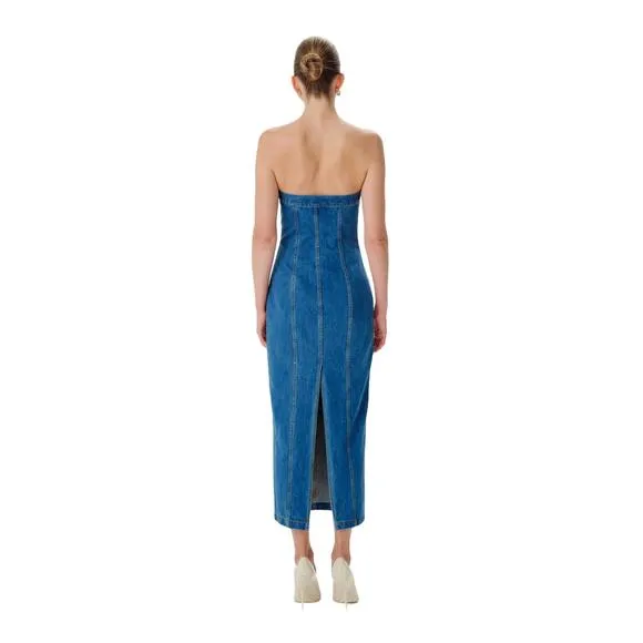 NEW RONNY KOBO leopol dress in indigo wash