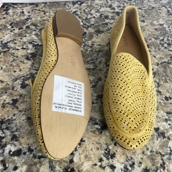 New Sample Shoe  NYDJ - Suede Perforated Loafers - Denver Honey Gold 6