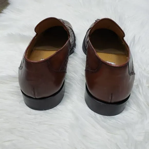 NEW SANDRO MOSCOLONI Seneca Woven Tassel Bologna Loafer 8.5 M Brown leather