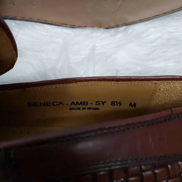 NEW SANDRO MOSCOLONI Seneca Woven Tassel Bologna Loafer 8.5 M Brown leather