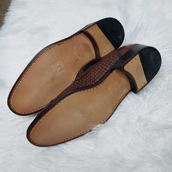 NEW SANDRO MOSCOLONI Seneca Woven Tassel Bologna Loafer 8.5 M Brown leather