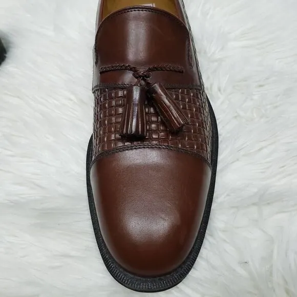 NEW SANDRO MOSCOLONI Seneca Woven Tassel Bologna Loafer 8.5 M Brown leather