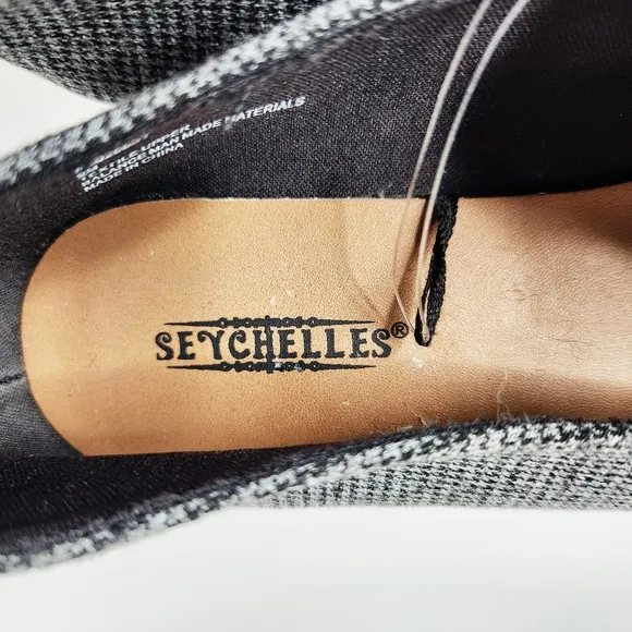 NEW Seychelles Houndstooth Grey Black Slip On Ballet Flats Women's Size 9