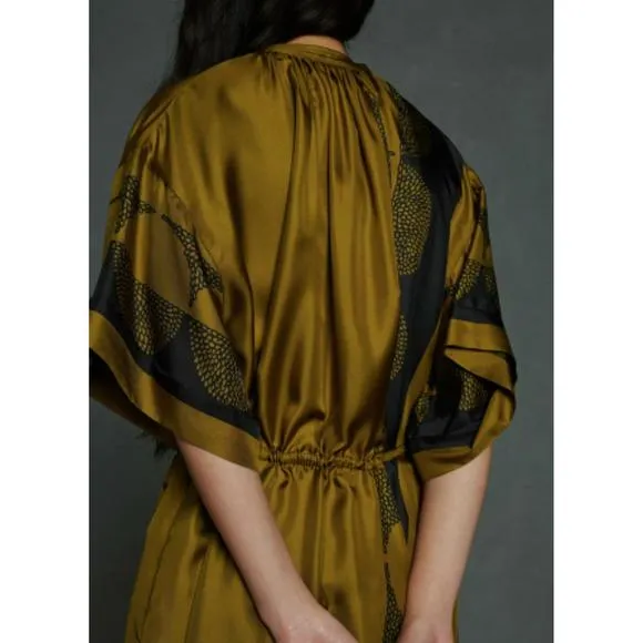 NEW SOEUR dress athena in kaki/noir