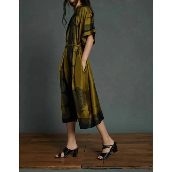 NEW SOEUR dress athena in kaki/noir
