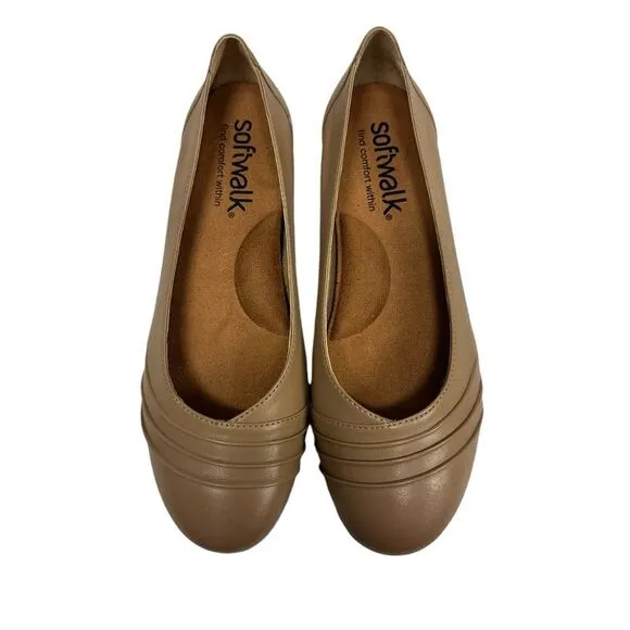 NEW Softwalk Safi Tan Leather Ballet Flats | Size 8W