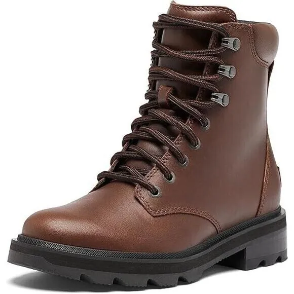 NEW SOREL Women's Lennox Lace Waterproof Boots Tobacco Black Size 7