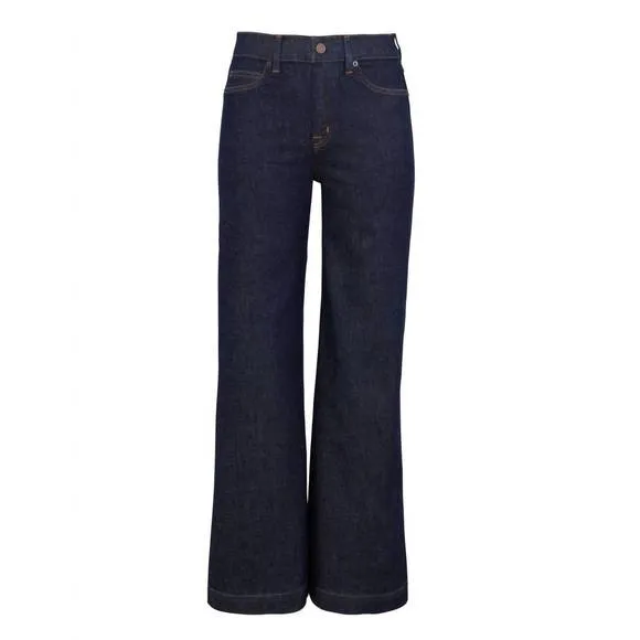 NEW SPANX raw wash wide leg cotton denim jeans in indigo