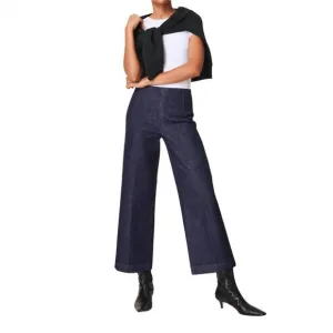 NEW SPANX zero waistband crop wide leg jeans in raw indigo
