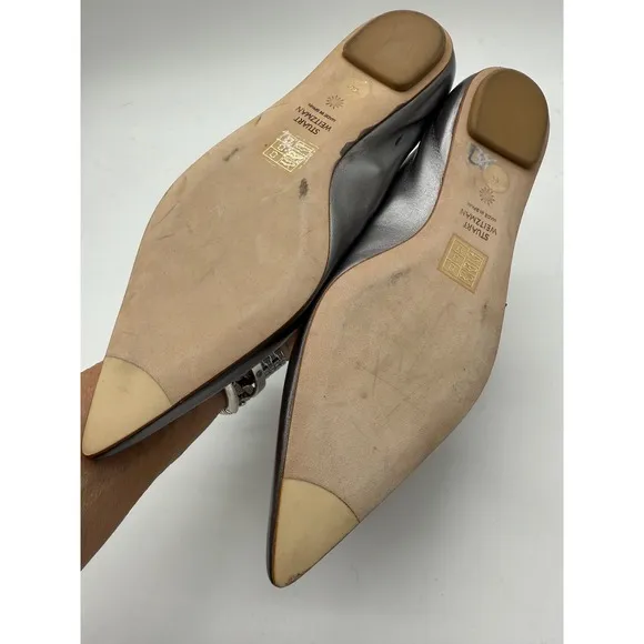 New! Stuart Weitzman Emilia MaryJane Ballerina Flats Gunmetal Sz 6 $395