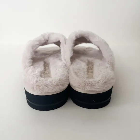 NEW Stuart Weitzman Fuzzy Roza Cream Slide Sandals US 10