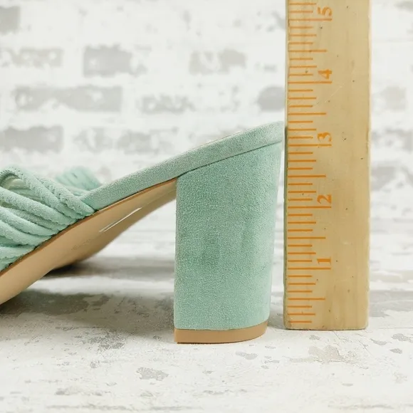 NEW Stuart Weitzman MINT EUCALYPTUS Twist Block Slide High Heel Sandals i206