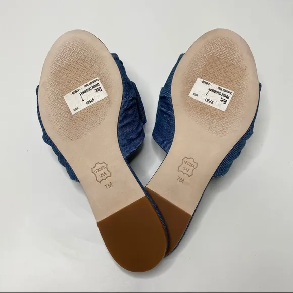 NEW Tory Burch Annabelle Bow Slide Sandals Denim