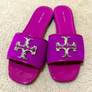 New! Tory Burch Women's Fuschia Eleanor Slide Sandals - 7