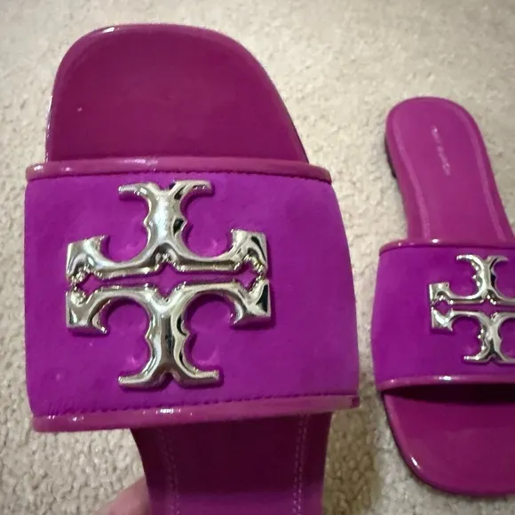 New! Tory Burch Women's Fuschia Eleanor Slide Sandals - 7