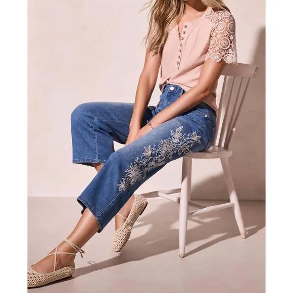 NEW TRIBAL audrey girlfriend cropped jeans in real blue