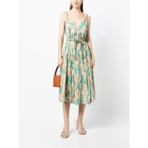 NEW ULLA JOHNSON valentina tie dye cotton sleeveless midi dress in calcite/multi