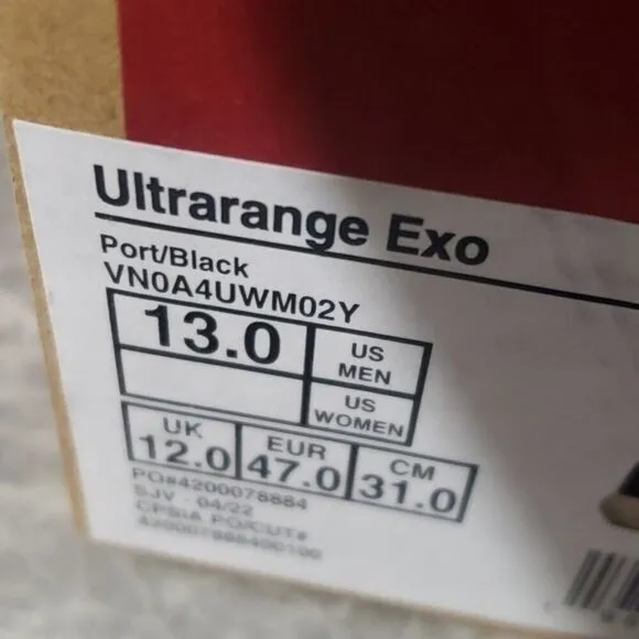 New Vans Ultrarange Exo Burgundy Red Black Outdoor Running Sneakers