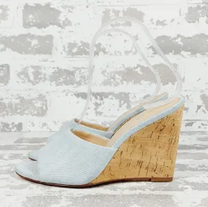 NEW Veronica Beard Dali Blue Denim Wedge Desert Summer Casual Sandals D415