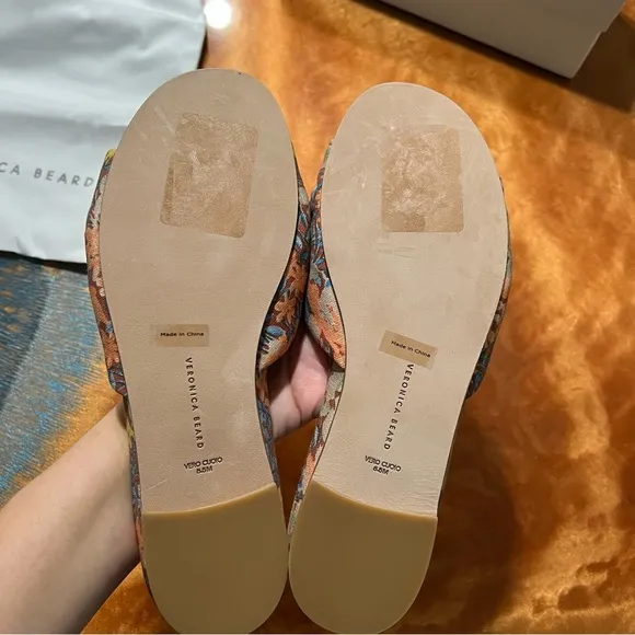 New Veronica Beard Etra Floral Slide Sandals size 8.5 flats