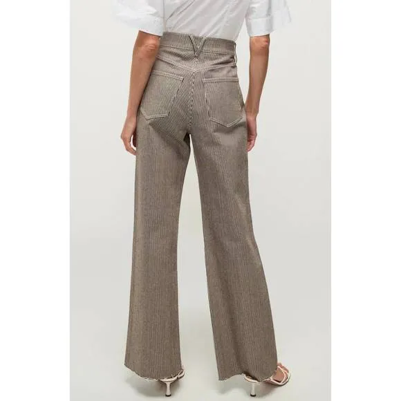 NEW VERONICA BEARD taylor high rise wide leg jean in cedar stripe