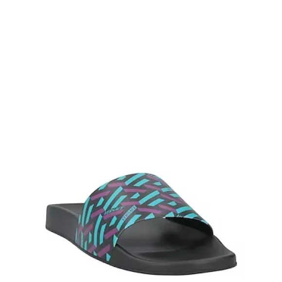 New Versace Gomma Greca pattern Slides Black Casual Sandals sz 10 (43)