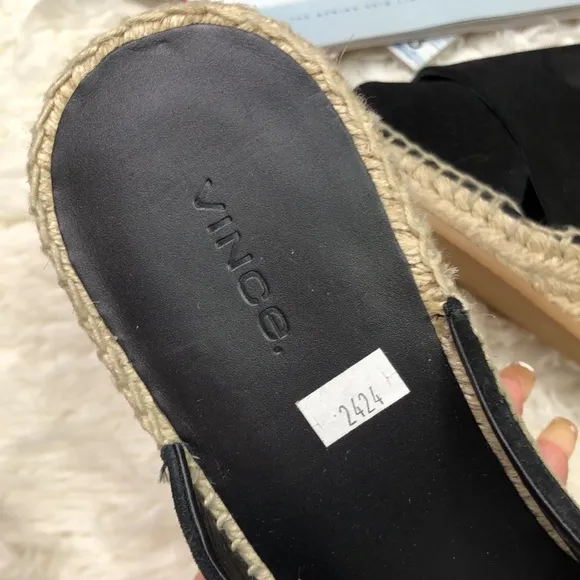 NEW Vince Slide Black Suede Sandals Slides Wedges