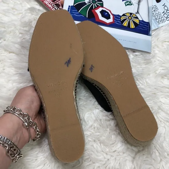 NEW Vince Slide Black Suede Sandals Slides Wedges