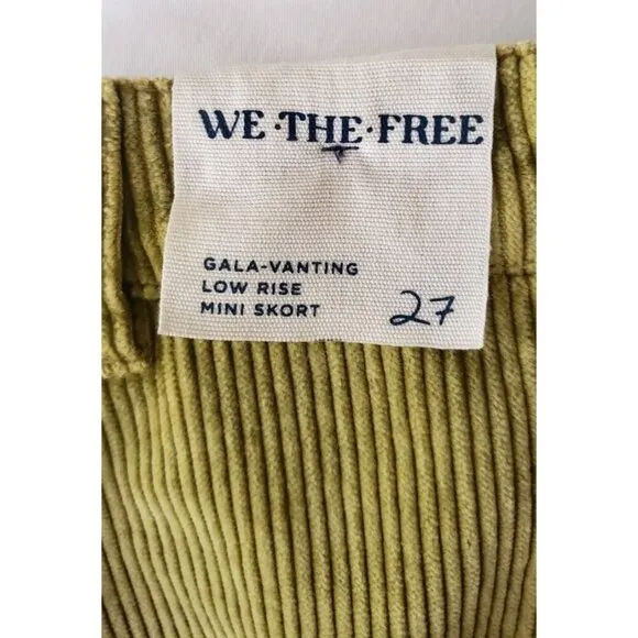 NEW WE THE FREE BY FREE PEOPLE GALLIVANTING CORD SKORT GOLD OLIVE SZ 27