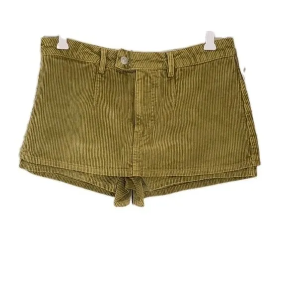 NEW WE THE FREE BY FREE PEOPLE GALLIVANTING CORD SKORT GOLD OLIVE SZ 27