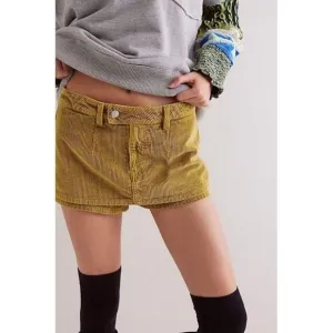 NEW WE THE FREE BY FREE PEOPLE GALLIVANTING CORD SKORT GOLD OLIVE SZ 27