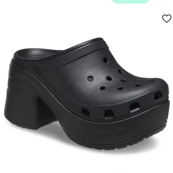 NEW Crocs Siren Clog Black Platform Heeled Y2K Lightweight Sandals Slides W9 W10