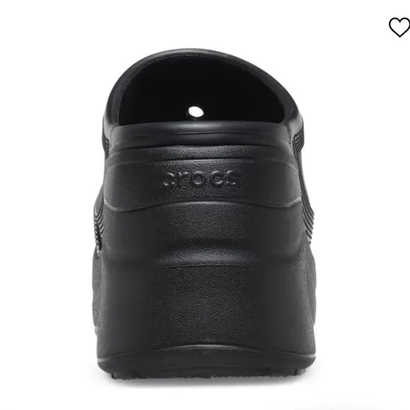 NEW Crocs Siren Clog Black Platform Heeled Y2K Lightweight Sandals Slides W9 W10