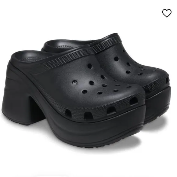 NEW Crocs Siren Clog Black Platform Heeled Y2K Lightweight Sandals Slides W9 W10