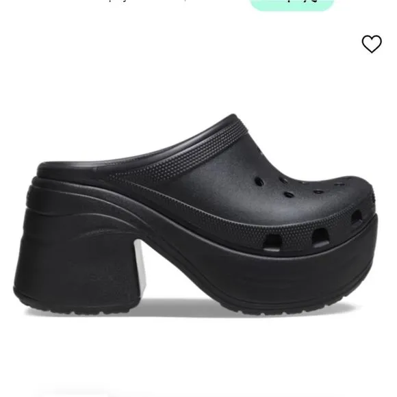 NEW Crocs Siren Clog Black Platform Heeled Y2K Lightweight Sandals Slides W9 W10