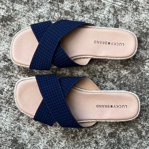 NEW Lucky‎ Brand Gayte Slide Sandals Peacoat Textile Size 8.5